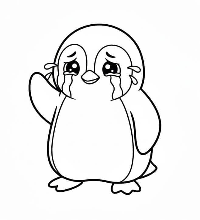 Ağlayan Penguen Boyama Sayfası