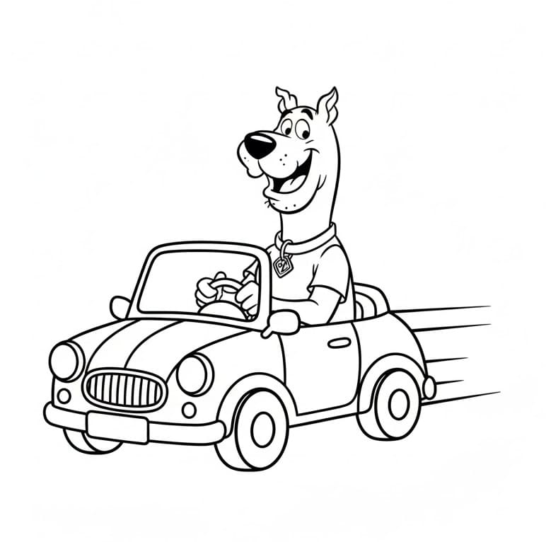 Araba Süren Scooby Doo Boyama Sayfası