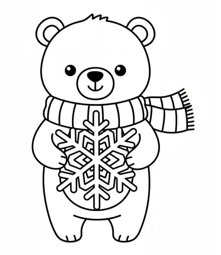 Ayı ve Kar Tanesi Boyama Sayfası