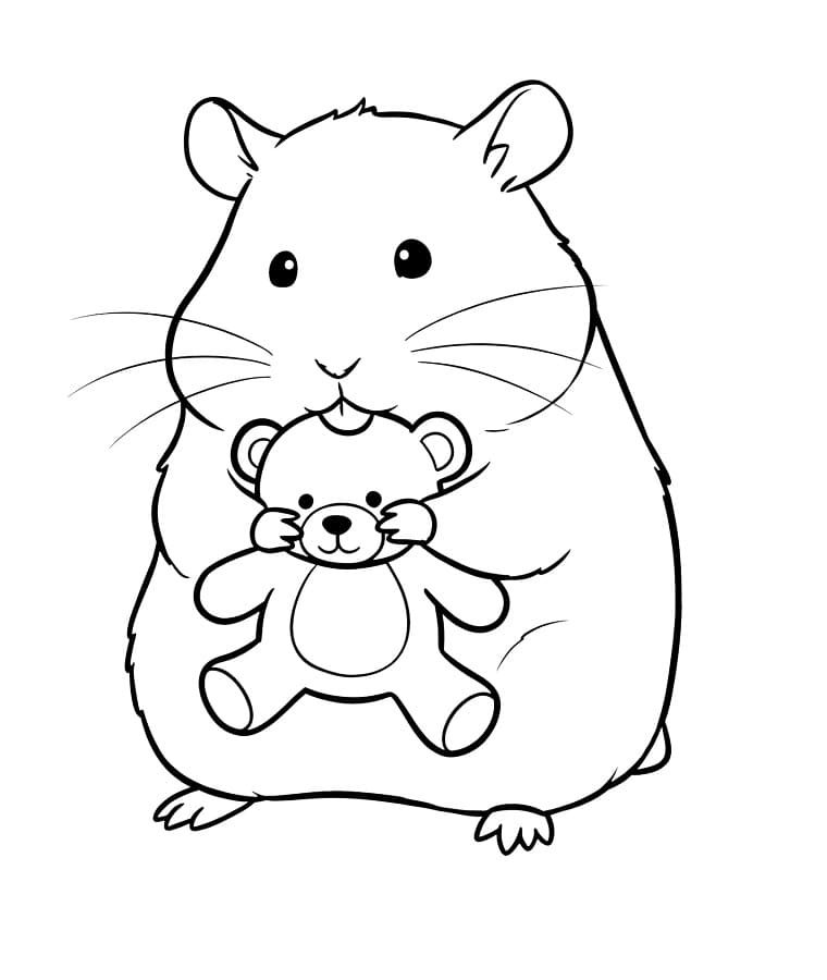 Ayıcıklı Hamster Boyama Sayfası