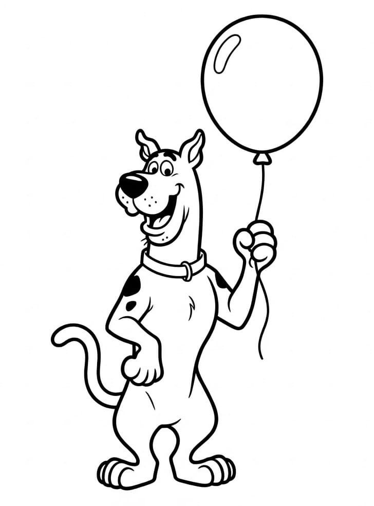 Balon Tutan Scooby Doo Boyama Sayfası