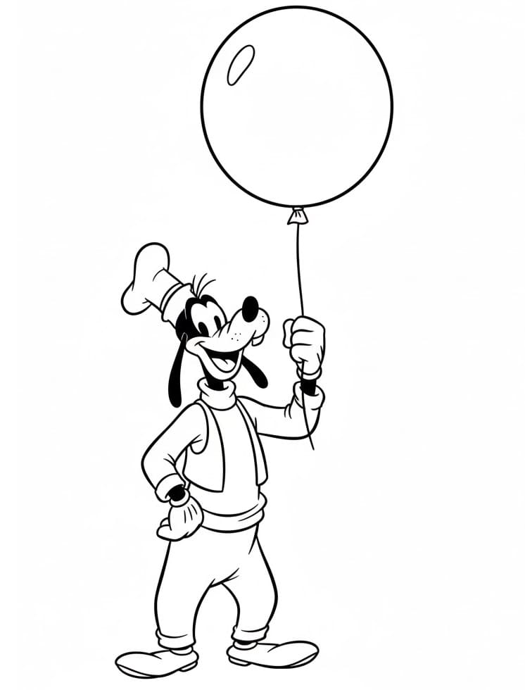 Balonlu Goofy Boyama Sayfası