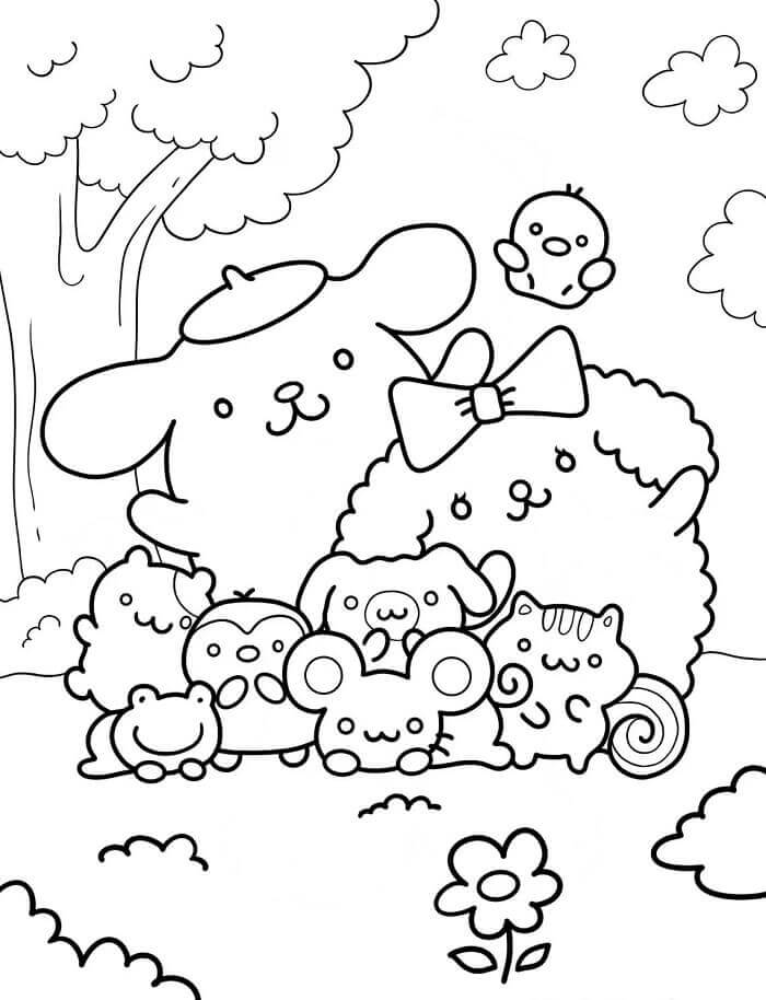 Balonlu Pompompurin Boyama Sayfası