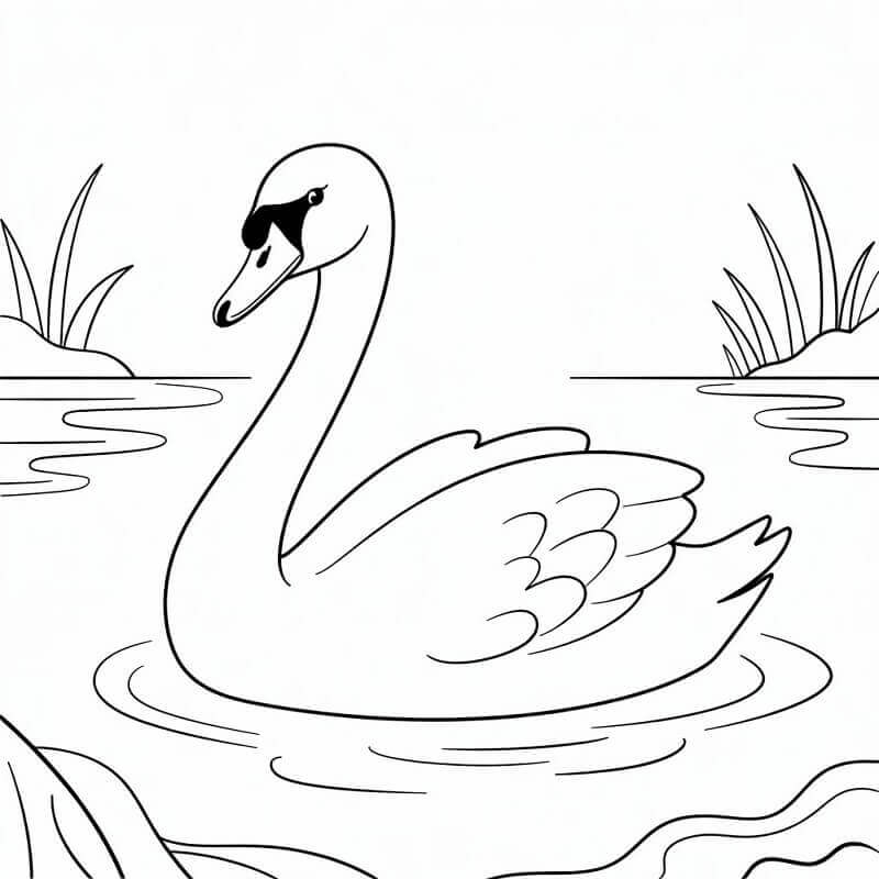 Basit Bir Kuğu Boyama Sayfası