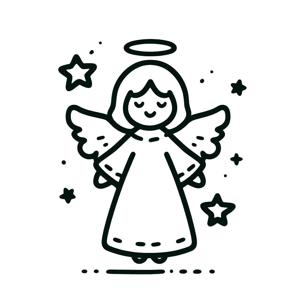 Basit Noel Meleği Boyama Sayfası