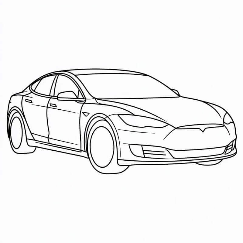 Basit Tesla Araba Boyama Sayfası
