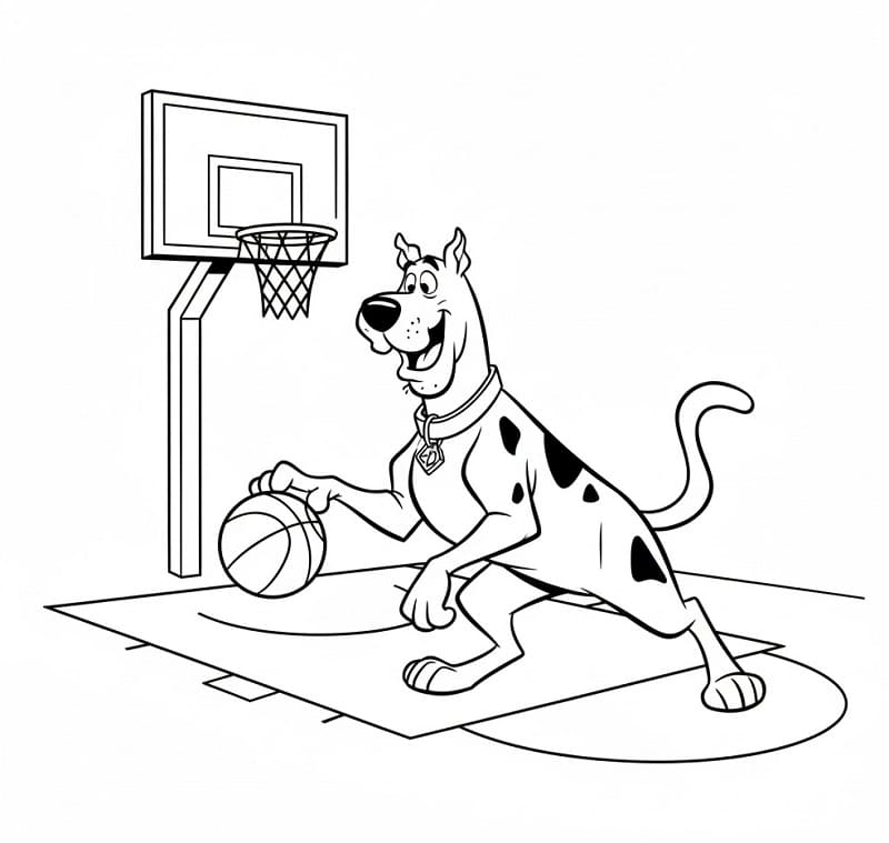 Basketbol Oynayan Scooby Doo Boyama Sayfası
