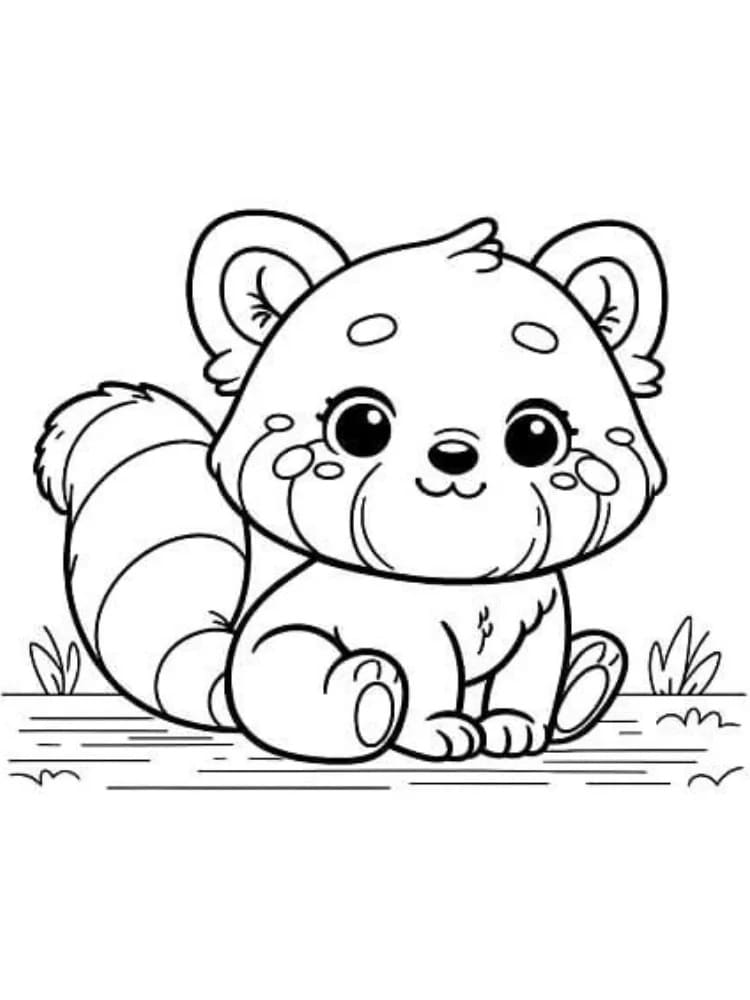 Bebek Kızıl Panda Boyama Sayfası