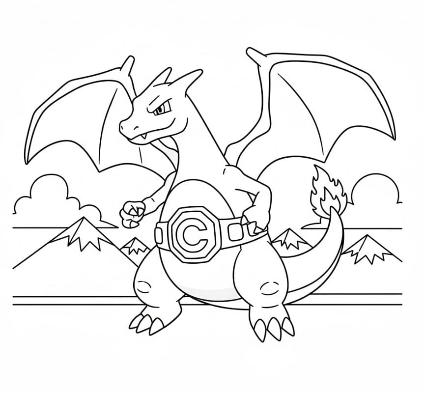 Bedava Çocuklar İçin Charizard Boyama Sayfası