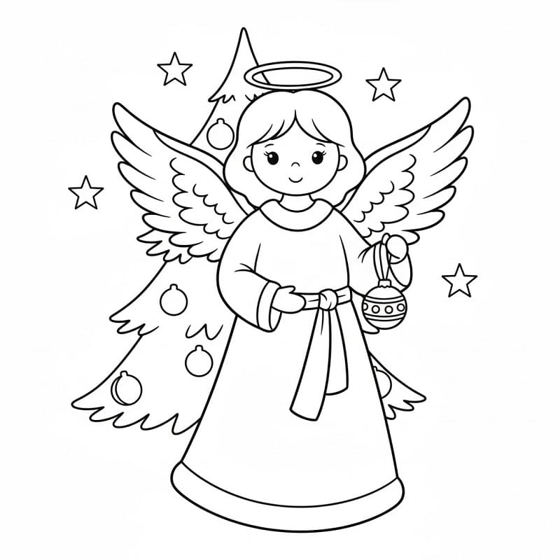 Bedava Noel Meleği Boyama Sayfası