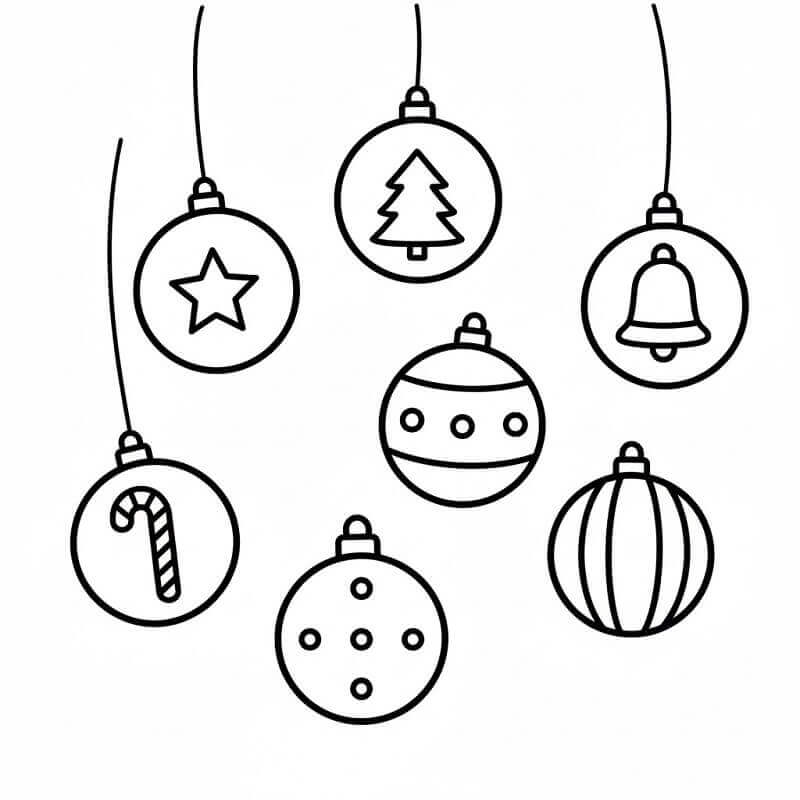 Bedava Noel Topları Resim Boyama Sayfası