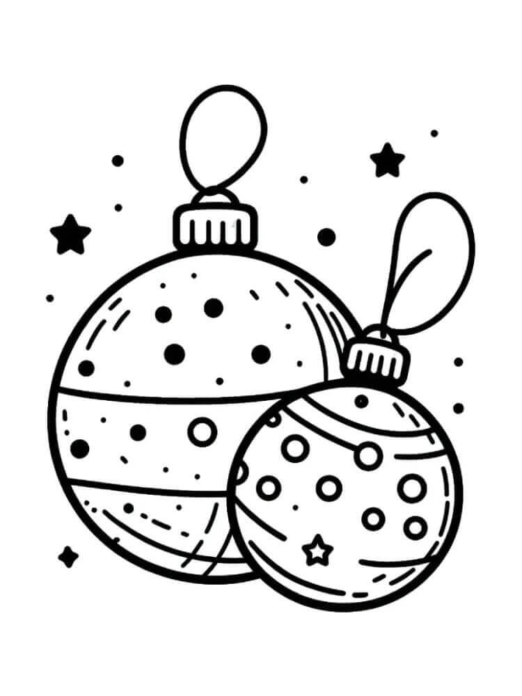 Bedava Noel Topları Yazdır Boyama Sayfası