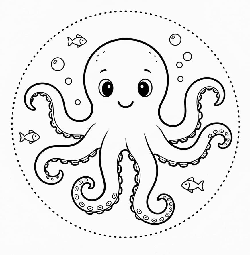 Bedava Yazdırılabilir Ahtapot Boyama Sayfası