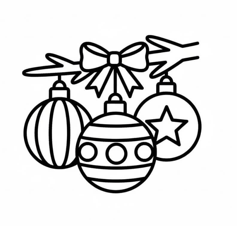 Bedava Yazdırılabilir Noel Topları Boyama Sayfası