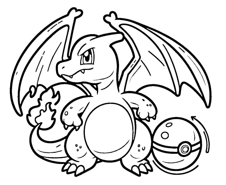 Bedava Yazdırılabilir Pokémon Charizard Boyama Sayfası