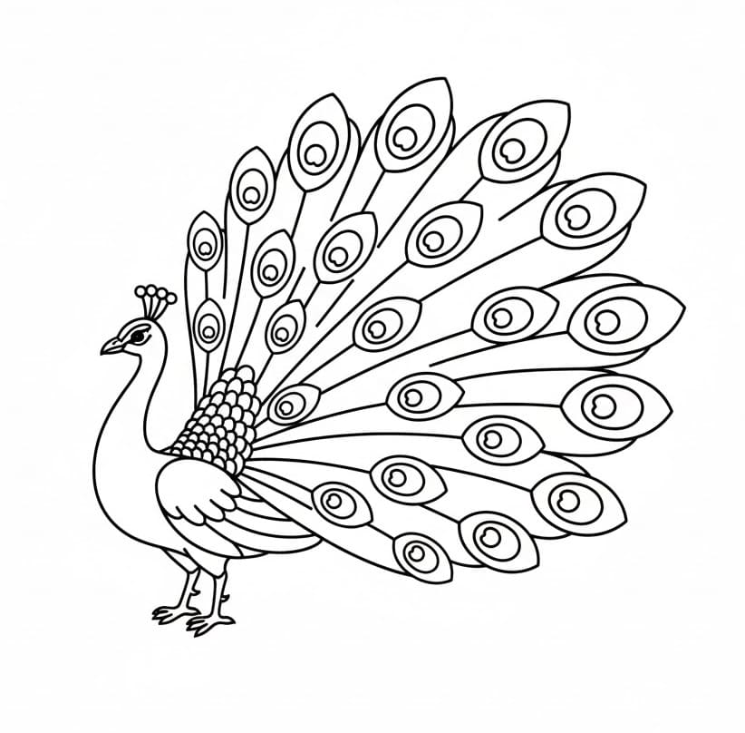 Bir Tavuskuşu Boyama Sayfası