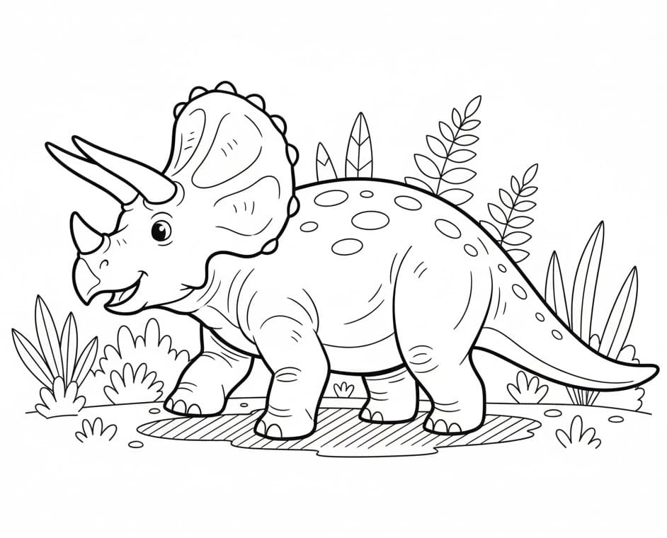 Bir Triceratops Dinozoru Boyama Sayfası