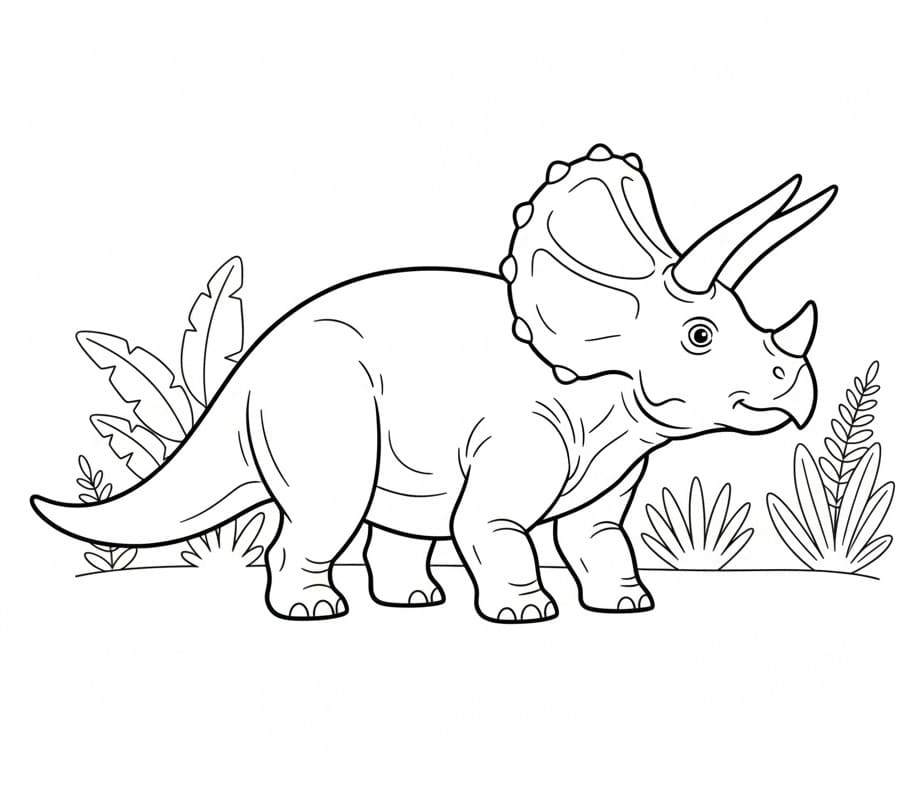 Bir Triceratops Boyama Sayfası