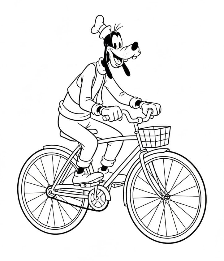 Bisiklete Binen Goofy Boyama Sayfası