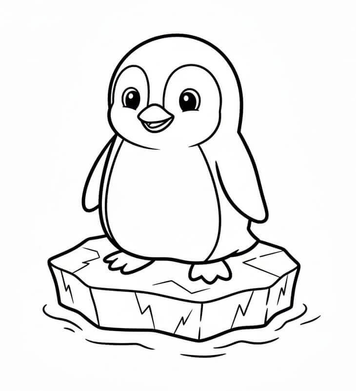 Buzda Penguen Boyama Sayfası