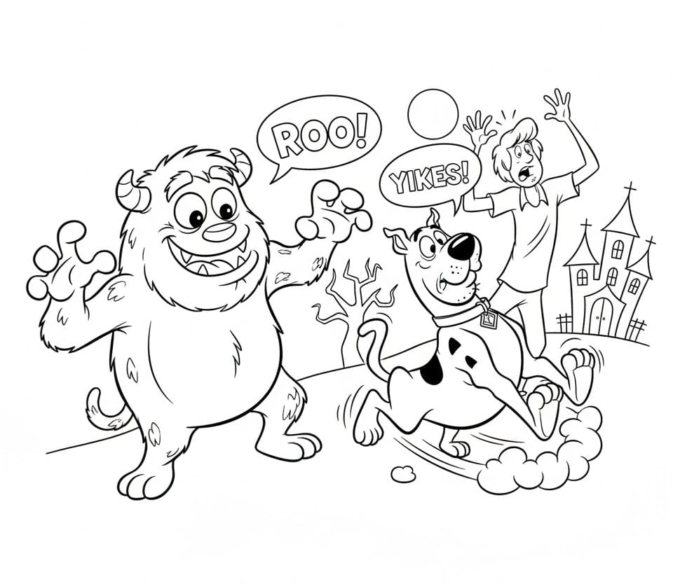 Canavar ve Scooby Doo Boyama Sayfası
