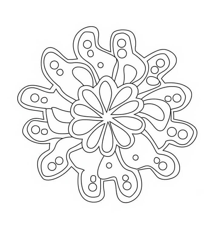 Çiçekli Kar Tanesi Boyama Sayfası
