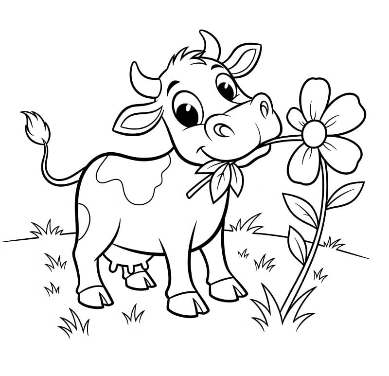 Çiftlikteki Tatlı İnek Boyama Sayfası