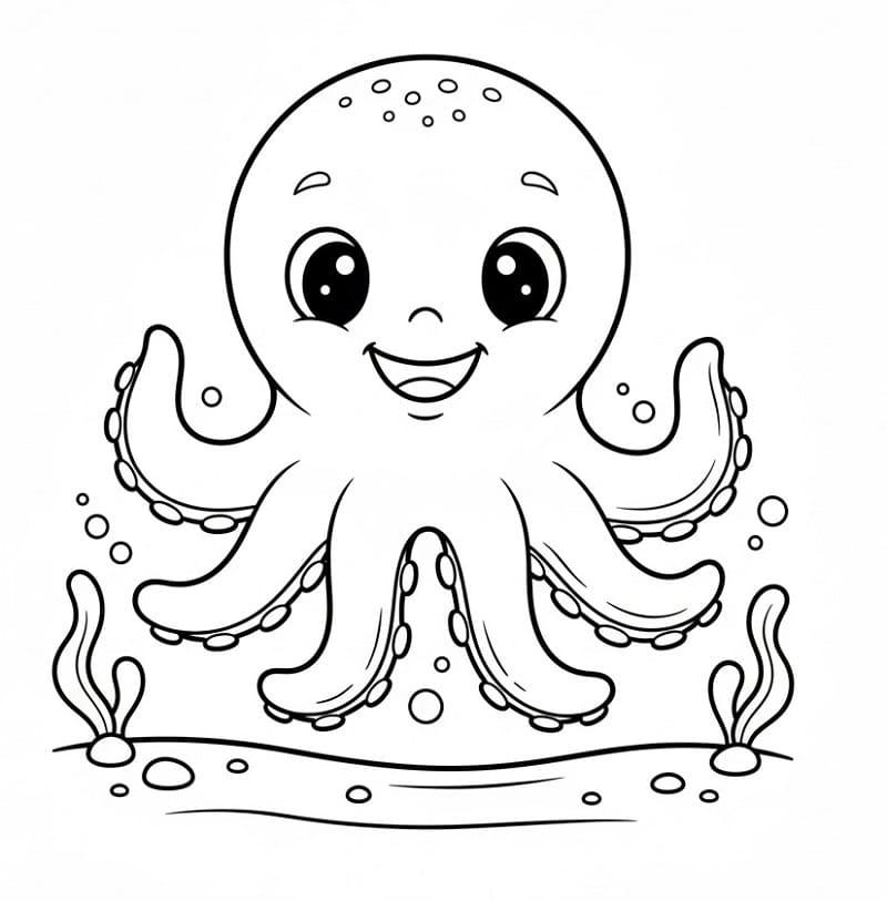 Çizgi Ahtapot Boyama Sayfası