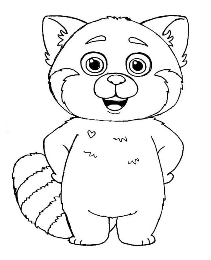Çizgi Film Kızıl Panda Boyama Sayfası