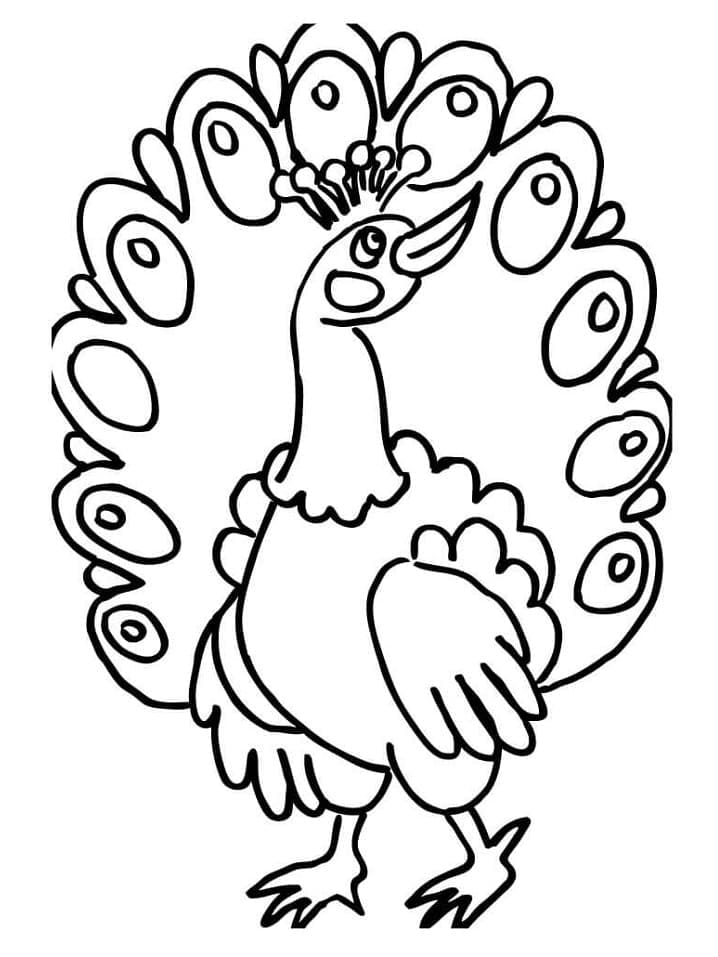 Çizgi Tavuskuşu Boyama Sayfası