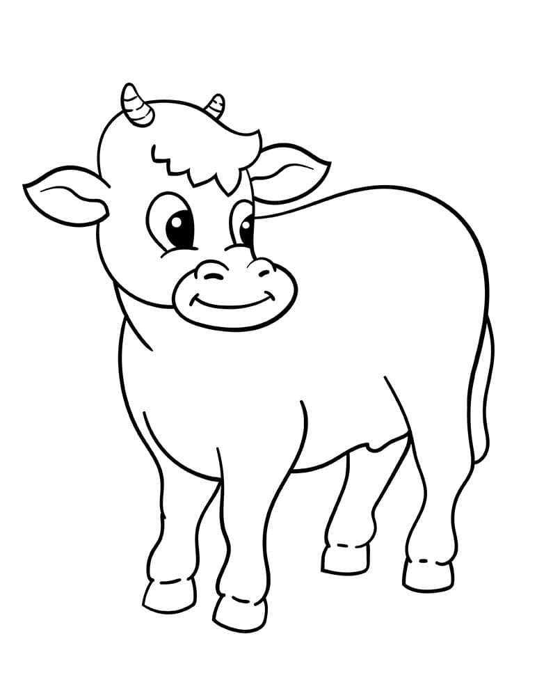 Çocuk İnek Yazdırılabilir Boyama Sayfası