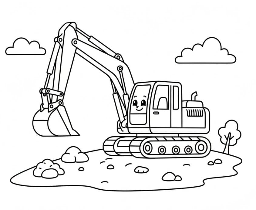 Çocuklar İçin Ekskavatör Boyama Sayfası