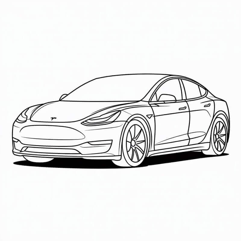 Çocuklar İçin Tesla Araba Boyama Sayfası