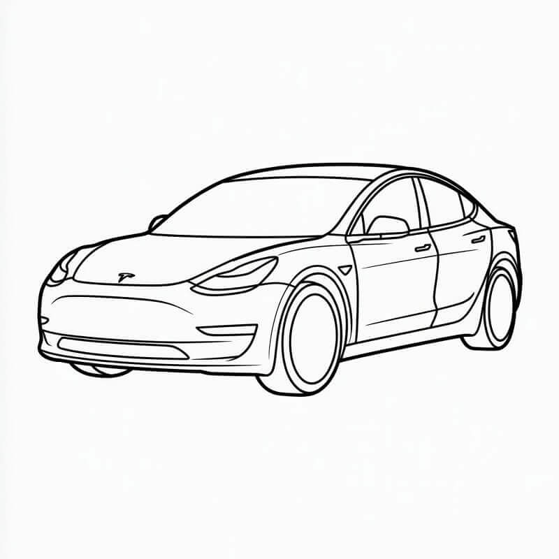 Çok Kolay Tesla Araba Boyama Sayfası