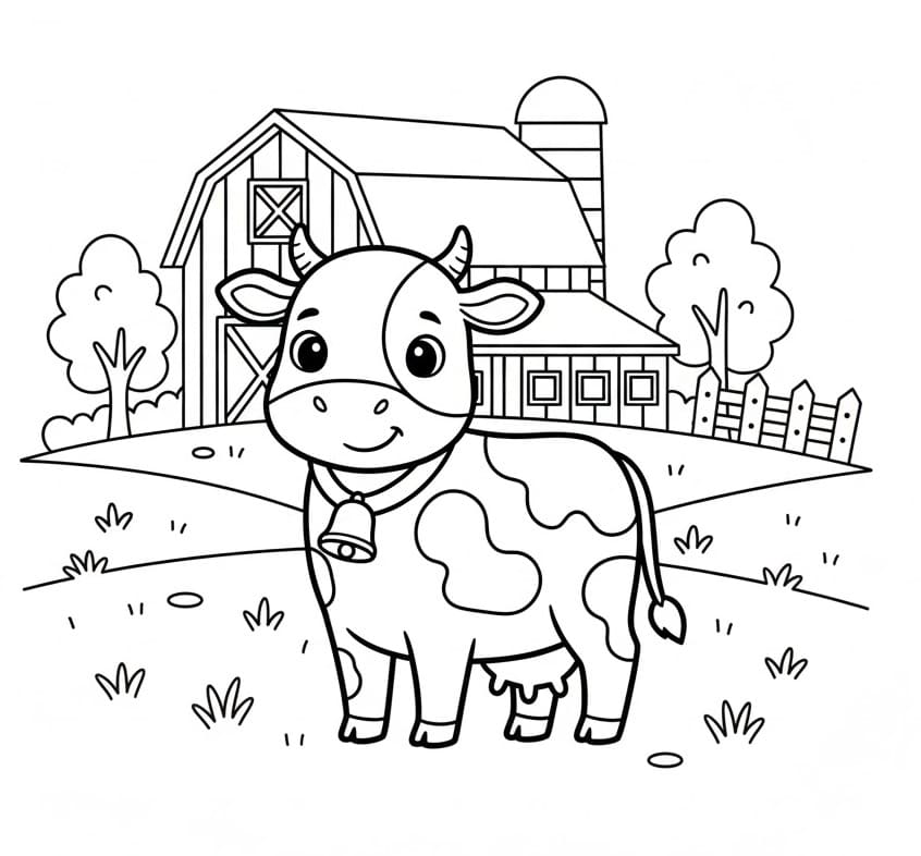 Çok Sevimli İnek Boyama Sayfası