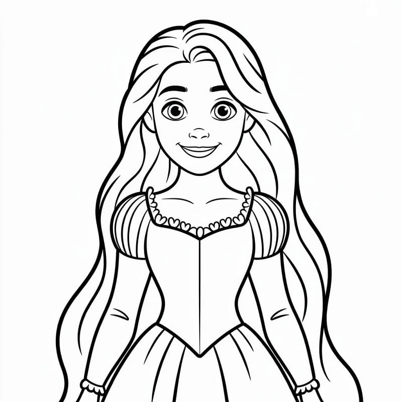 Çok Tatlı Rapunzel Boyama Sayfası