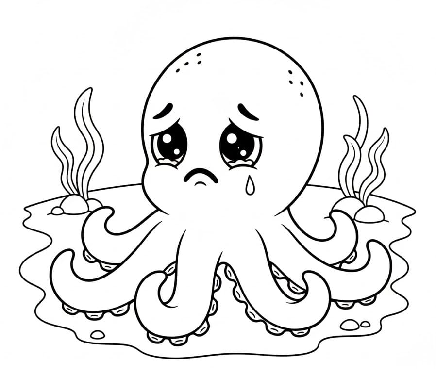 Deniz Altı Ahtapot Boyama Sayfası