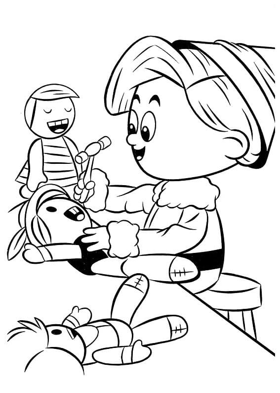 Dişçi Elf Hermey Boyama Sayfası