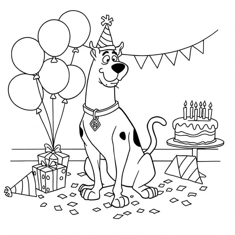Doğum Günü Scooby Doo Boyama Sayfası