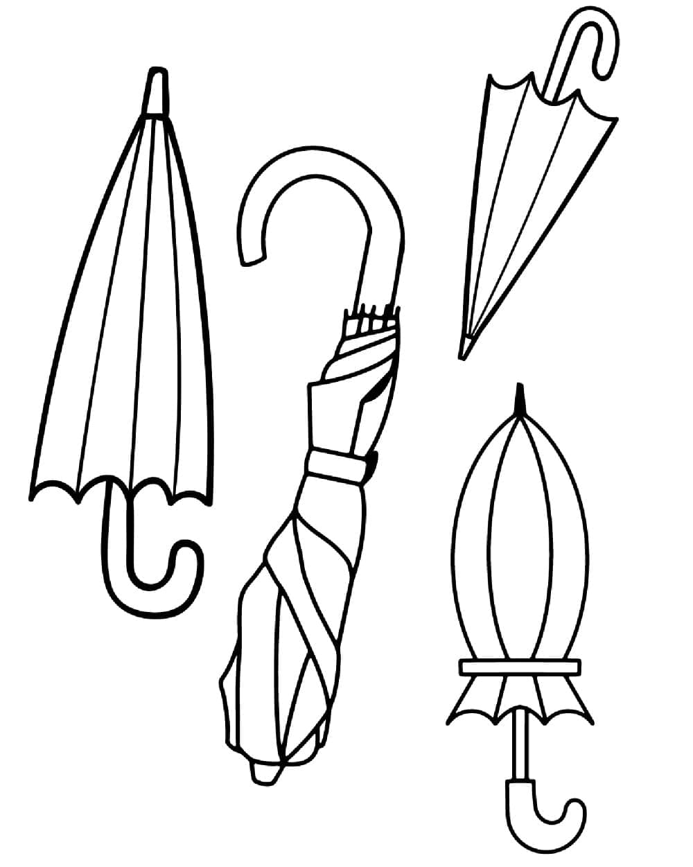 Dört şemsiye Boyama Sayfası