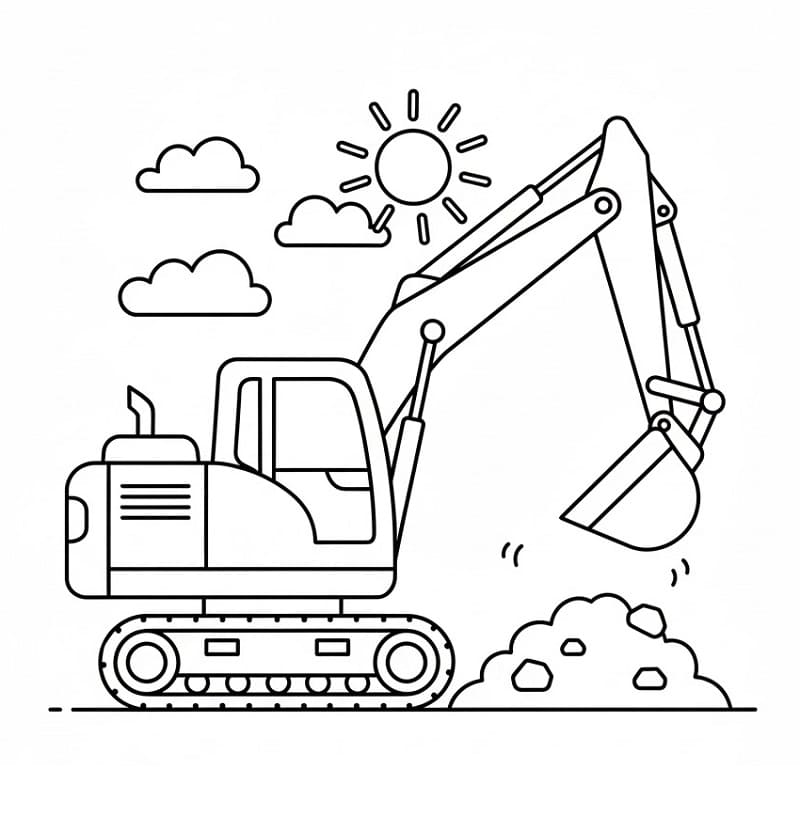 Ekskavatör Yazdırılabilir Resim Boyama Sayfası