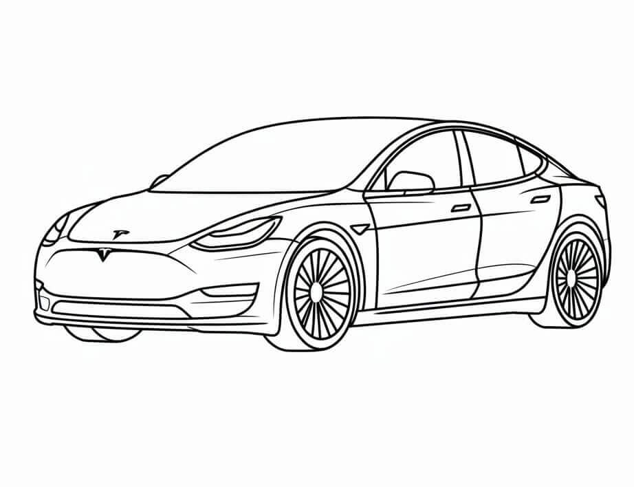 En Basit Tesla Araba Boyama Sayfası