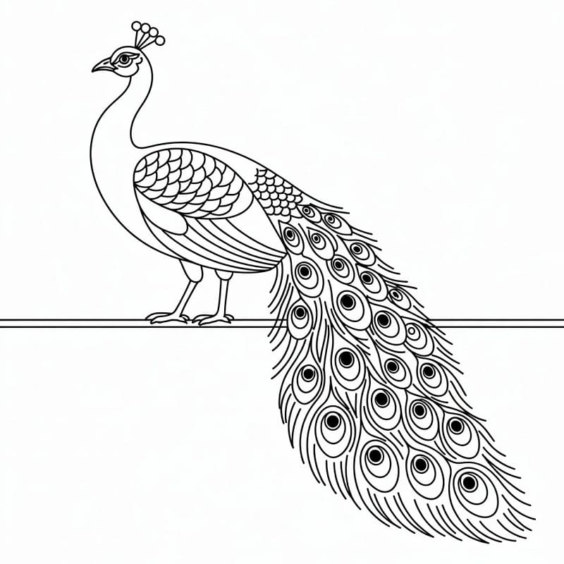 Etkileyici Tavuskuşu Boyama Sayfası
