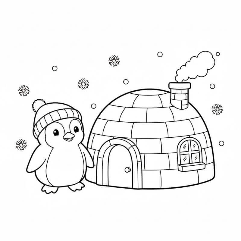 Evdeki Penguen Boyama Sayfası