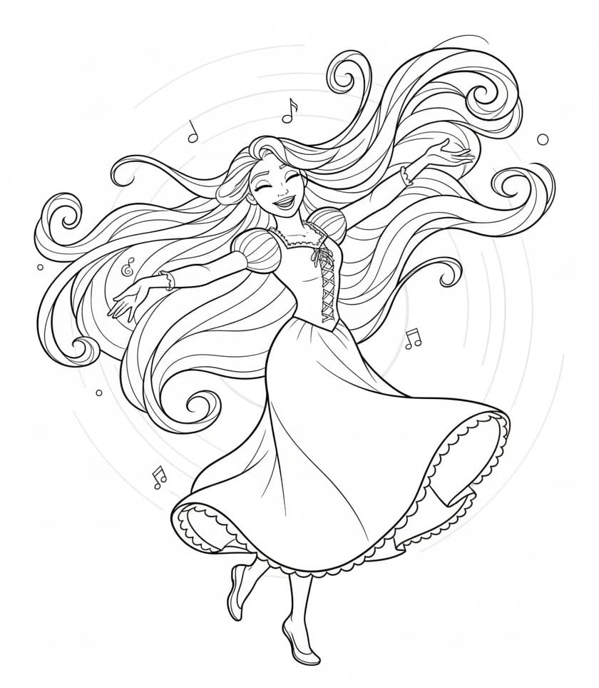 Fantastik Rapunzel Boyama Sayfası