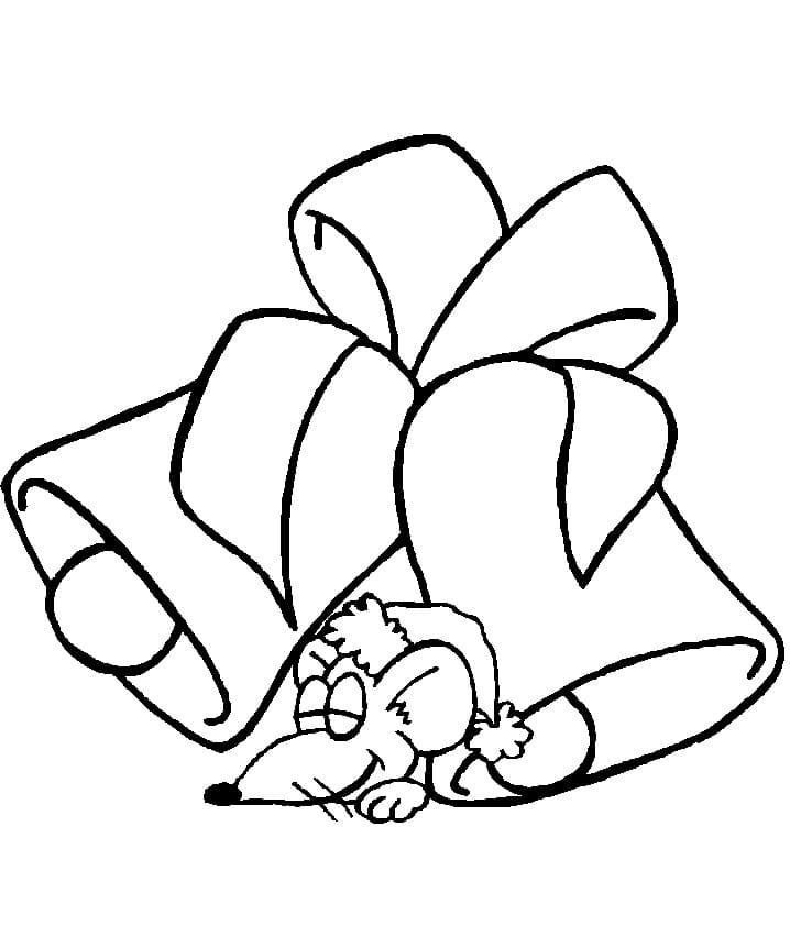 Fare ve Noel Çanları Boyama Sayfası