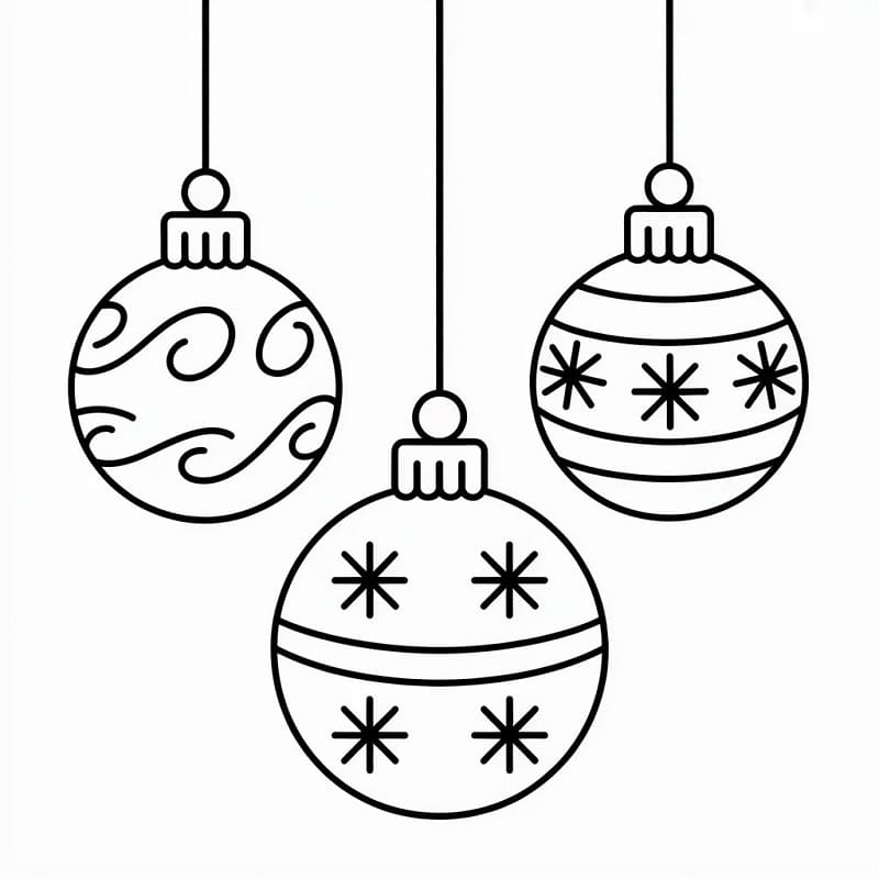 Festive Noel Topları Boyama Sayfası