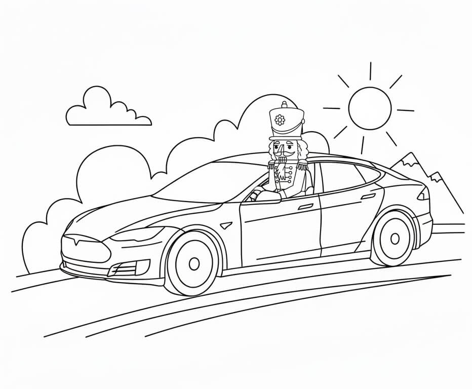 Fındıkkıran Araba Sürüyor Boyama Sayfası