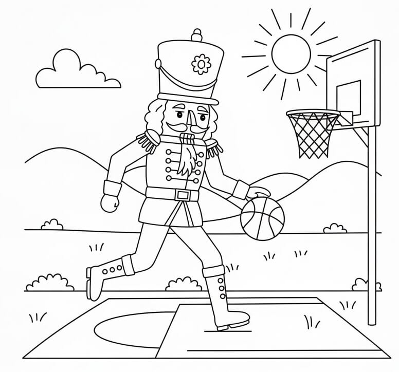 Fındıkkıran Basketbol Oynuyor Boyama Sayfası