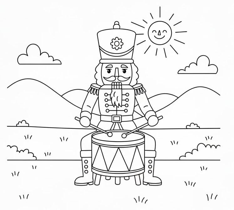 Fındıkkıran Davul Çalıyor Boyama Sayfası